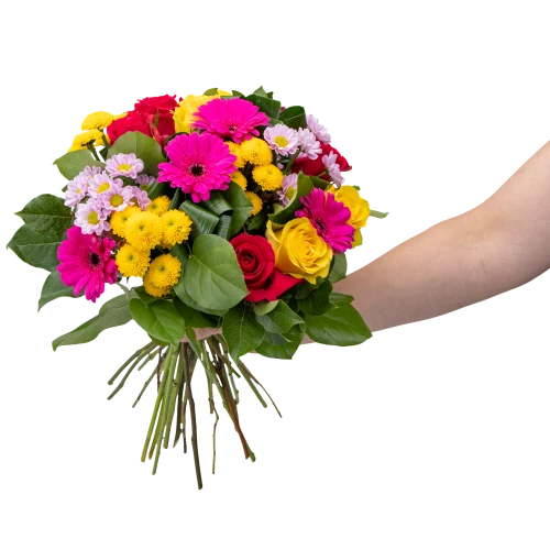 Bouquet with roses and germinis